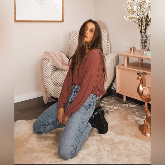 Style Forecast Rust Red Ribbed Sweater Top size XS - Picture 4 of 8